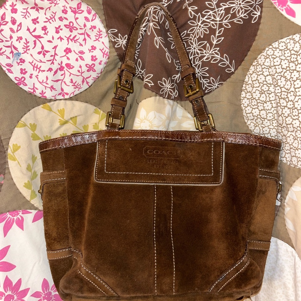 Coach Brown Suede Tote Bag